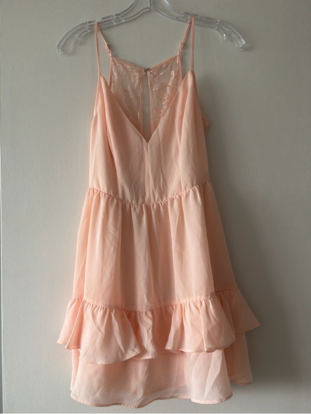 Bebe Blush Pink Lace Back Ruffle Flare Mini Dress Size 2 Cocktail Party NWT